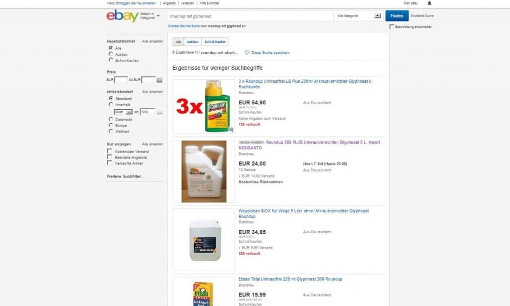 Glyphosat bei ebay